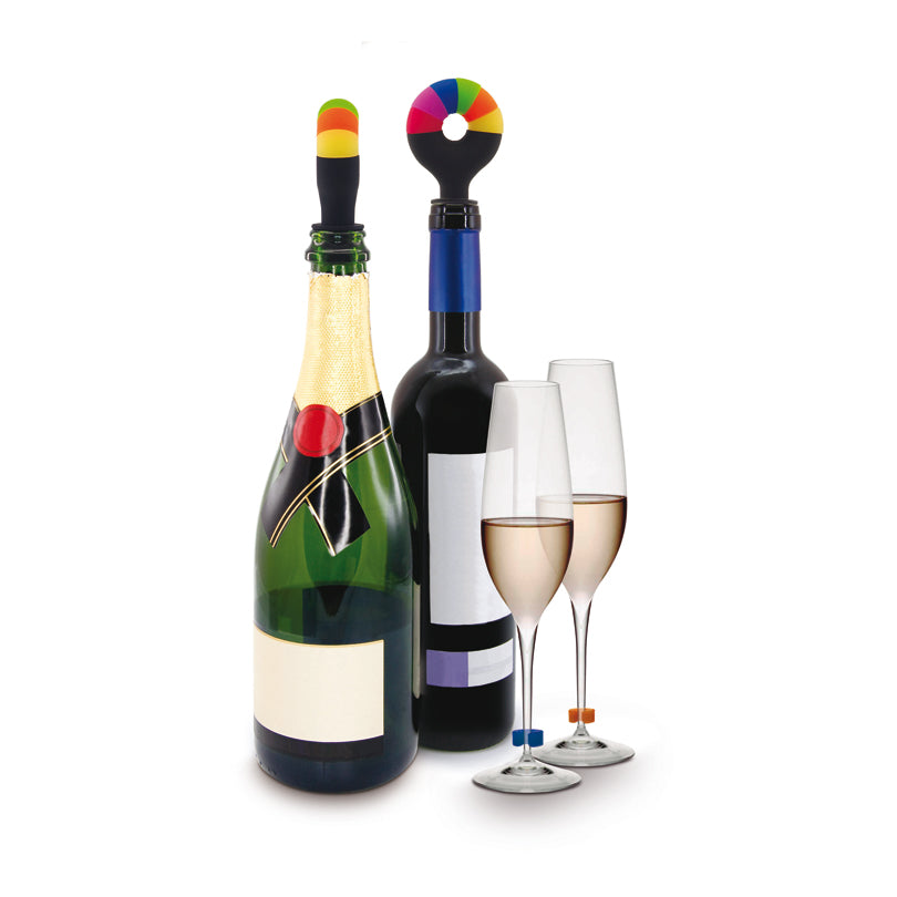 Tappo da bottiglia con 6 anelli segnabicchieri Lollipop cm 5,5x9