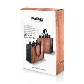 Borsa portabottiglie con 6 scomparti "Effetto Legno" cm 30x16x27