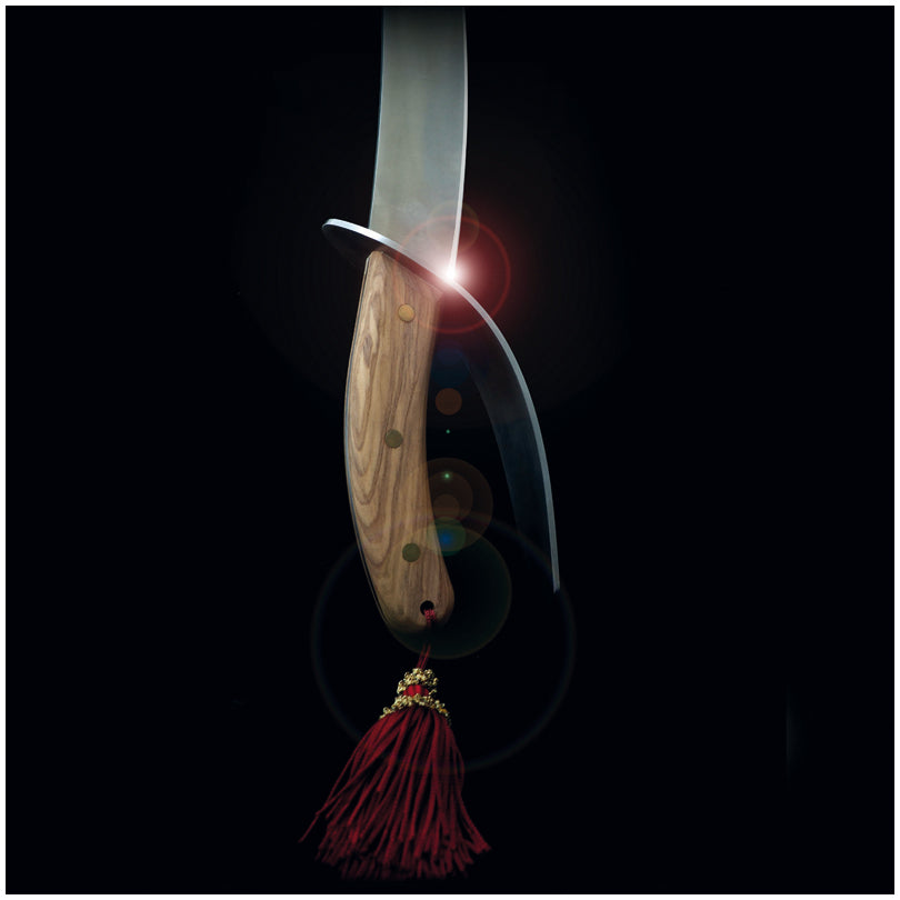 Sciabola champagne "Hussard" con manico in legno d'ulivo e protezione mano cm 45