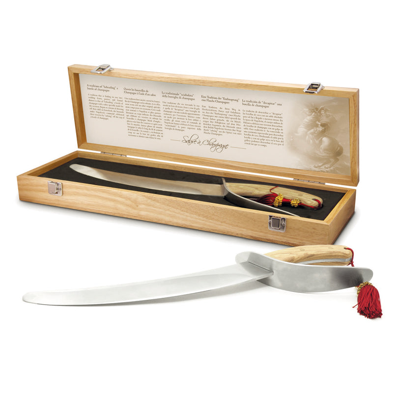 Sciabola champagne "Hussard" con manico in legno d'ulivo e protezione mano cm 45