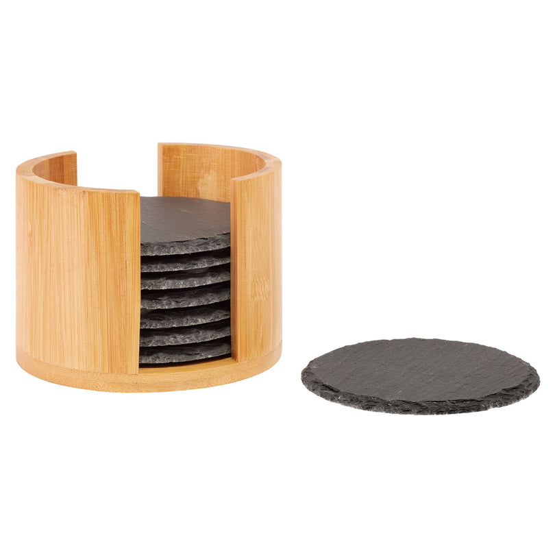 Sottobicchiere tondo in confezione da 8 pezzi, supporto in bambù incluso cm Ø10/cm Ø12x8,5