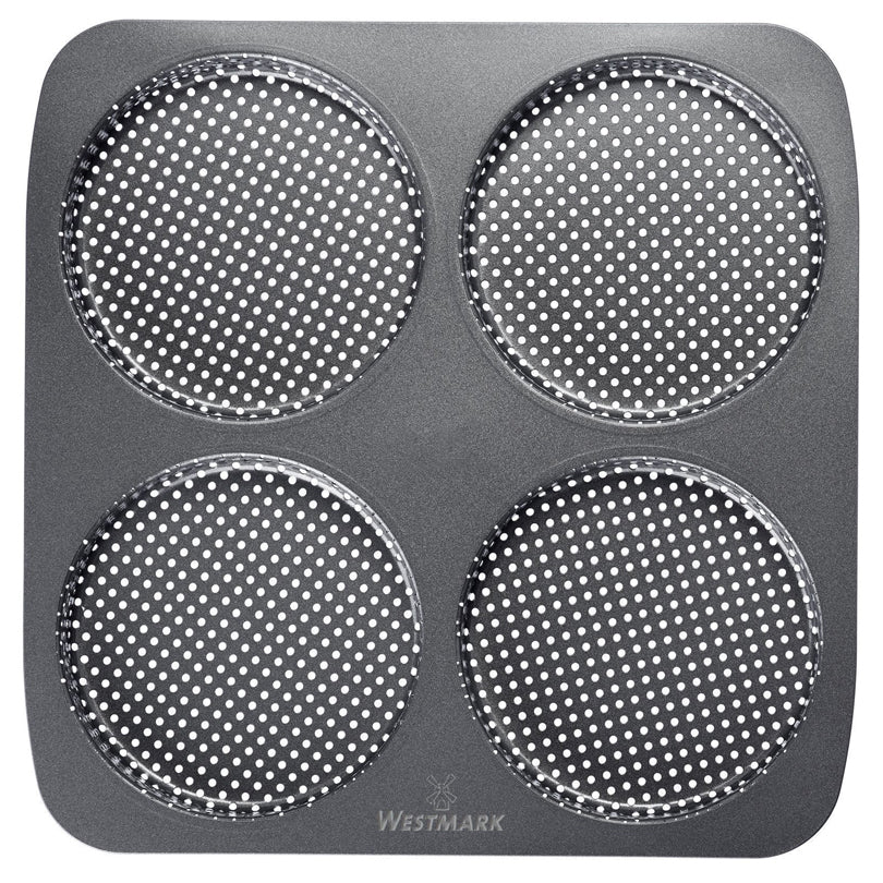 Teglia forata per panini hamburger, 4 cavità cm Ø12/cm 28x28x2,5
