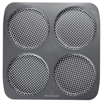 Teglia forata per panini hamburger, 4 cavità cm Ø12/cm 28x28x2,5