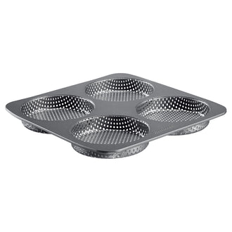 Teglia forata per panini hamburger, 4 cavità cm Ø12/cm 28x28x2,5