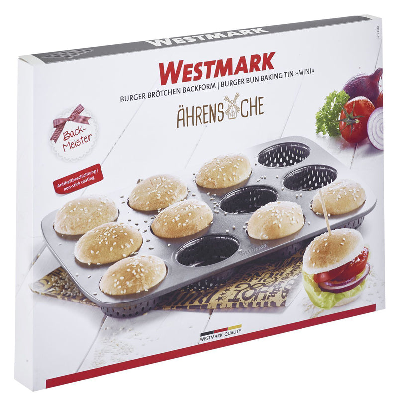 Teglia forata per mini panini hamburger, 12 cavità cm Ø6/cm 29x22x2,2