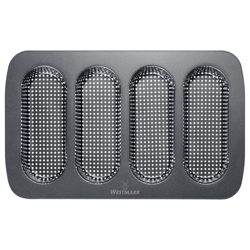 Teglia forata per mini baguette, 4 cavità cm 34,6x21,5x3