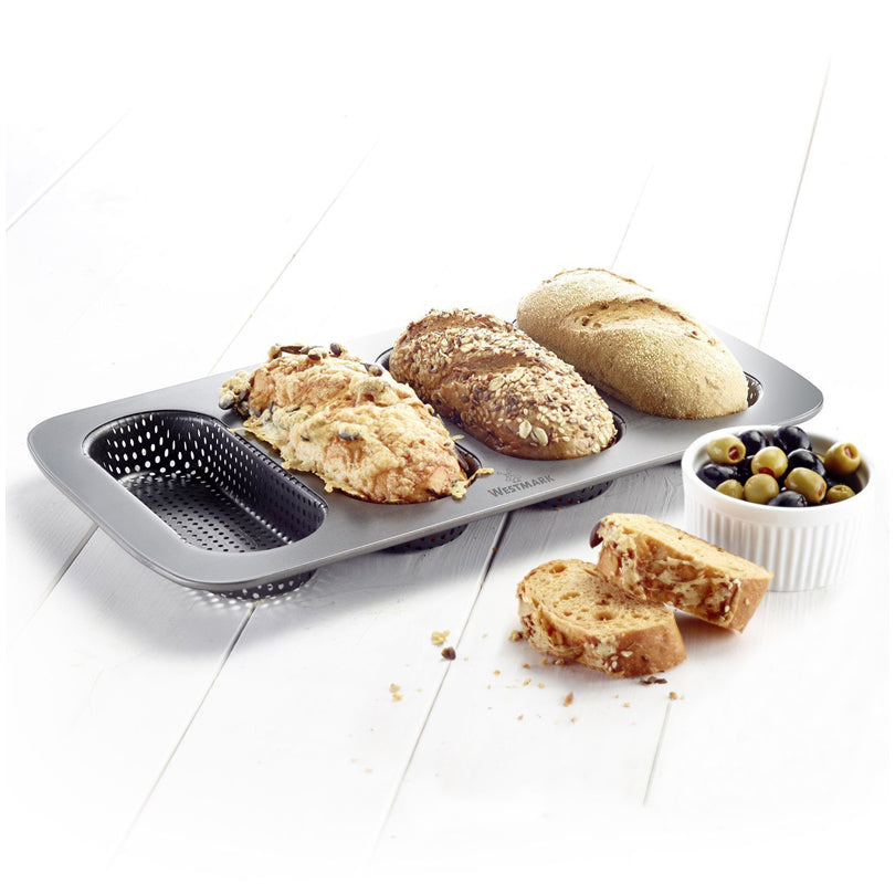 Teglia forata per mini baguette, 4 cavità cm 34,6x21,5x3