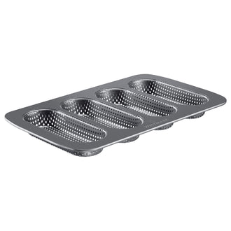 Teglia forata per mini baguette, 4 cavità cm 34,6x21,5x3