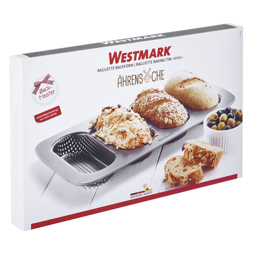 Teglia forata per mini baguette, 4 cavità cm 34,6x21,5x3