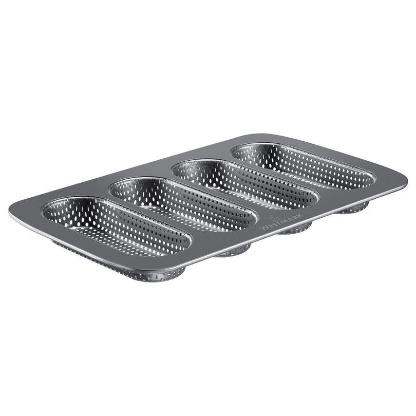 Teglia forata per mini baguette, 4 cavità cm 34,6x21,5x3