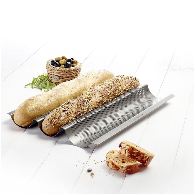 Teglia forata per baguette, 3 cavità cm 38,5x28,2x3,5