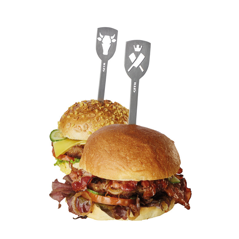 Confezione 2 spiedini per hamburger "Torro" assortiti cm 3,2x19