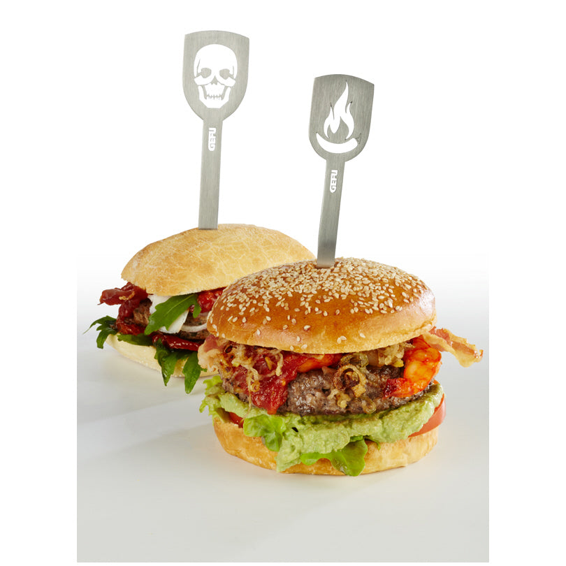 Confezione 2 spiedini per hamburger "Torro" assortiti cm 3,2x19