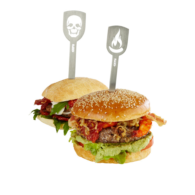 Confezione 2 spiedini per hamburger "Torro" assortiti cm 3,2x19