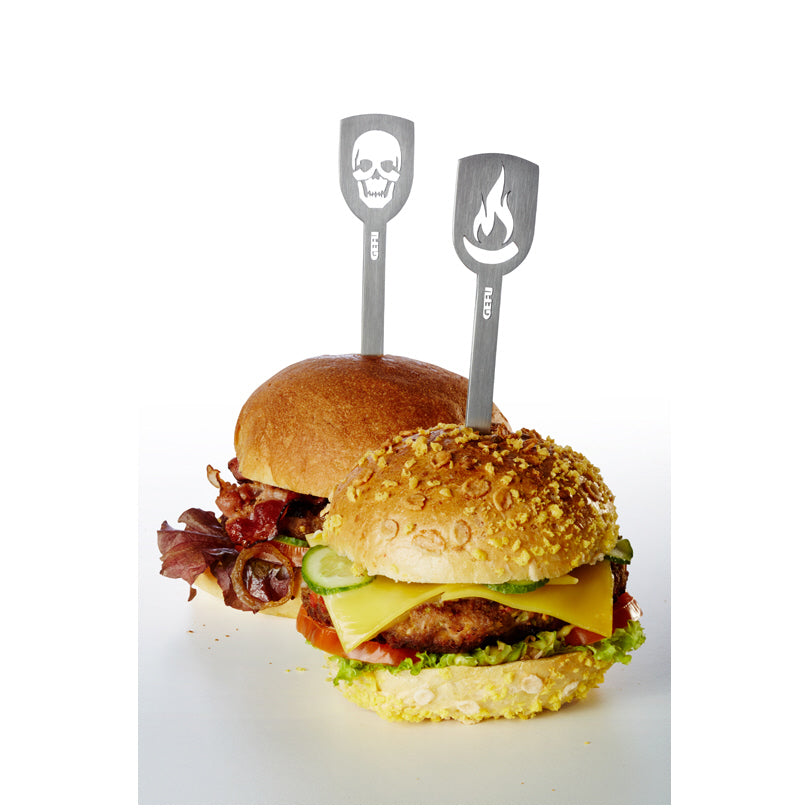 Confezione 2 spiedini per hamburger "Torro" assortiti cm 3,2x19