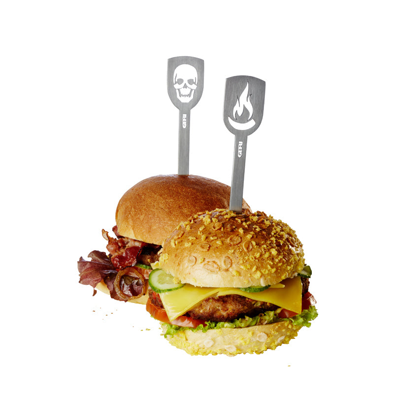 Confezione 2 spiedini per hamburger "Torro" assortiti cm 3,2x19