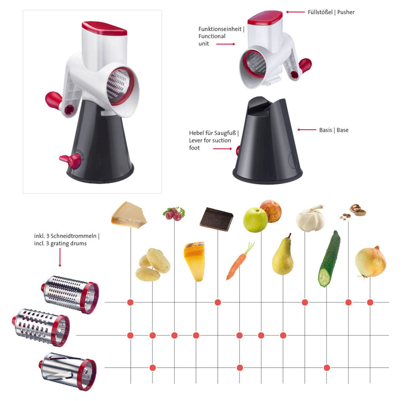 Accessorio 3 rulli, adatto per tritacarne "Frecher Fritz" e spremitutto "Vita Freund" cm 26,5x7,7x17