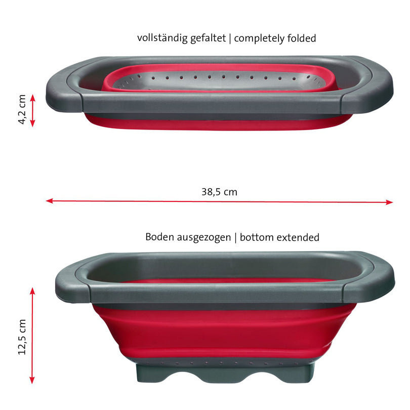 Scolapasta rettangolare con manici allungabili cm 39/60x26x12