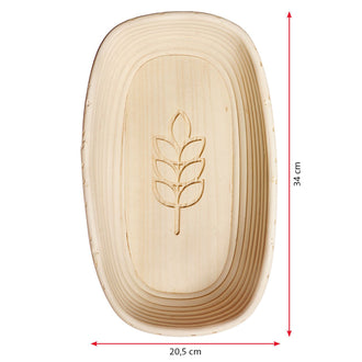 Cesto lievitazione ovale con fodera "Spiga" cm 34x20,5x8