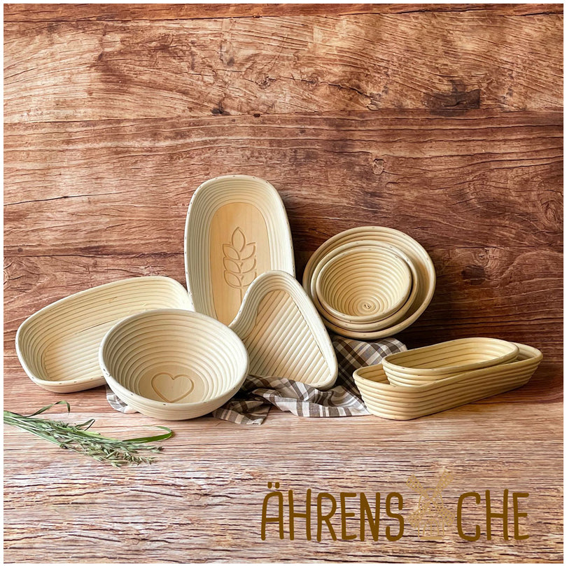 Cesto lievitazione ovale con fodera "Spiga" cm 34x20,5x8