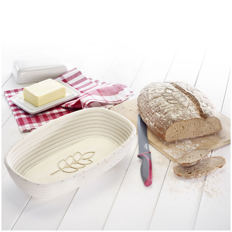 Cesto lievitazione ovale con fodera "Spiga" cm 34x20,5x8
