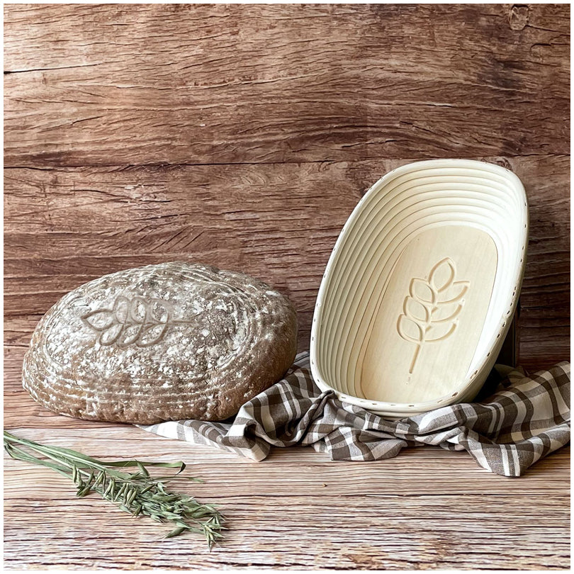 Cesto lievitazione ovale con fodera "Spiga" cm 34x20,5x8