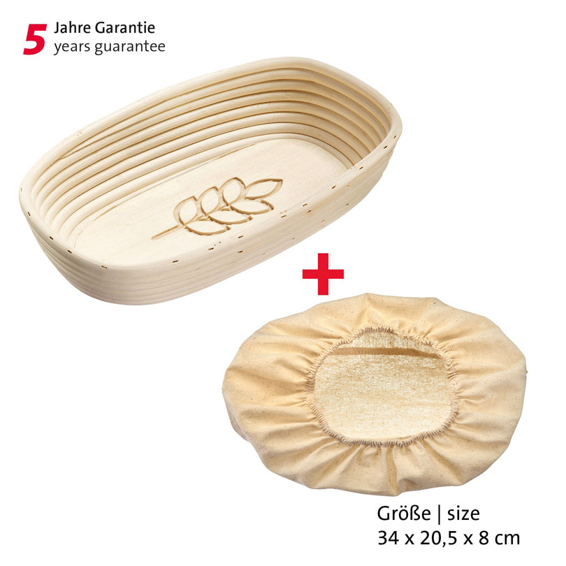 Cesto lievitazione ovale con fodera "Spiga" cm 34x20,5x8