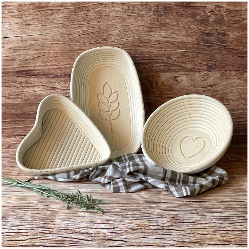 Cesto lievitazione tondo con fodera "Cuore" cm Ø24,5x8,5