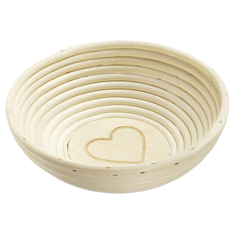 Cesto lievitazione tondo con fodera "Cuore" cm Ø24,5x8,5