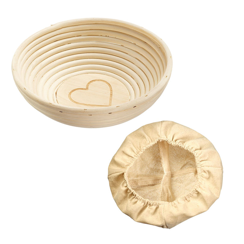 Cesto lievitazione tondo con fodera "Cuore" cm Ø24,5x8,5