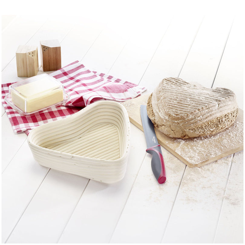 Cesto lievitazione cuoriforme con fodera cm 22x23,5x6,5