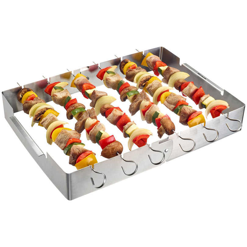 Supporto BBQ giraspiedini con 6 spiedini (cm 31) in dotazione cm 35x31x5