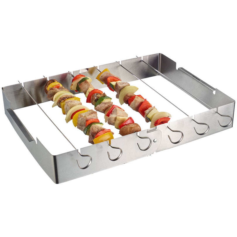 Supporto BBQ giraspiedini con 6 spiedini (cm 31) in dotazione cm 35x31x5