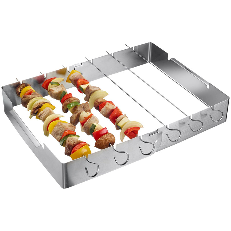Supporto BBQ giraspiedini con 6 spiedini (cm 31) in dotazione cm 35x31x5