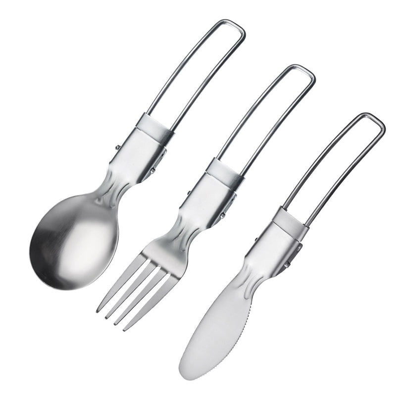Posate da campeggio pieghevoli, 3 pezzi cm 12x8x3