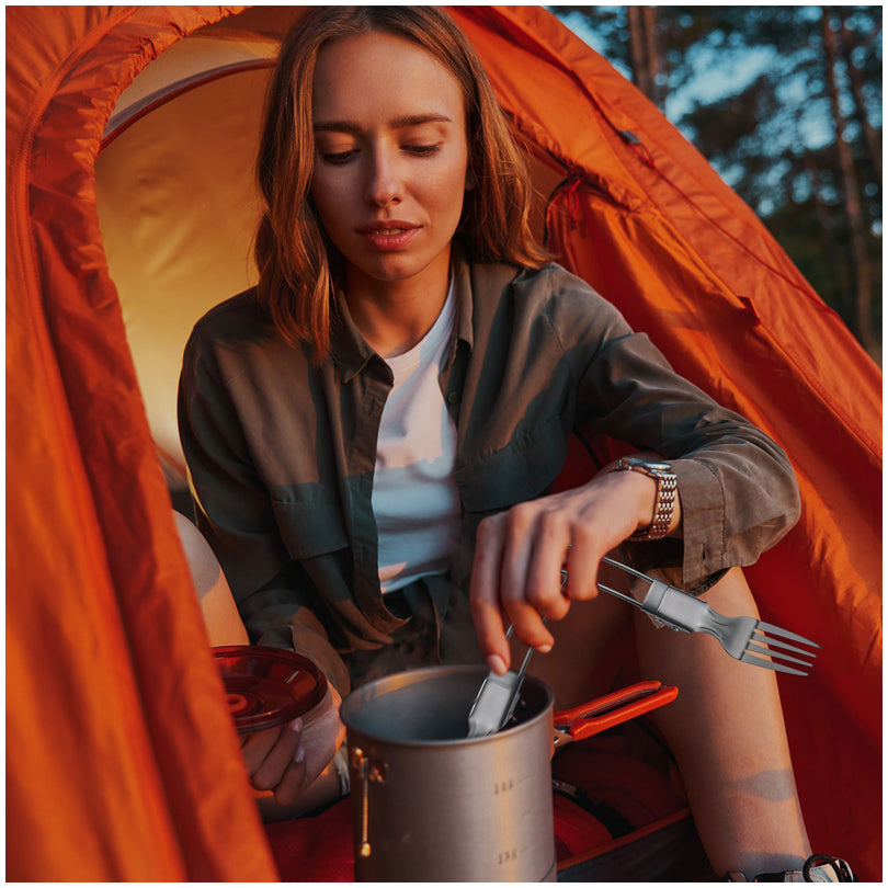 Posate da campeggio pieghevoli, 3 pezzi cm 12x8x3