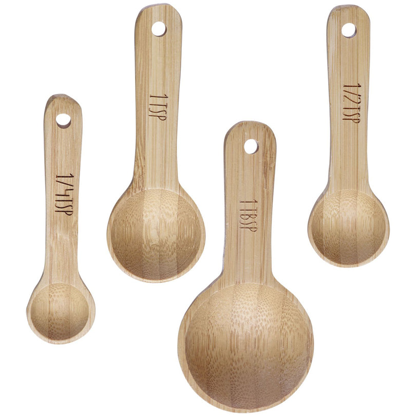 Cucchiaio dosatore "Woody", confezione assortita da 4 pezzi 1/4 TSP - 1TBSP