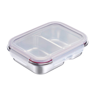 Lunchbox/Contenitore salvafreschezza rettangolare con 2 scomparti (ml 450 + ml 280) ml 450+280/cm 21,5x1