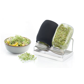 Kit Germogliatore con 2  serre in miniatura con supporto, vassoio raccolta e rivestimenti in tessuto ml 950/cm 20,9x16x19