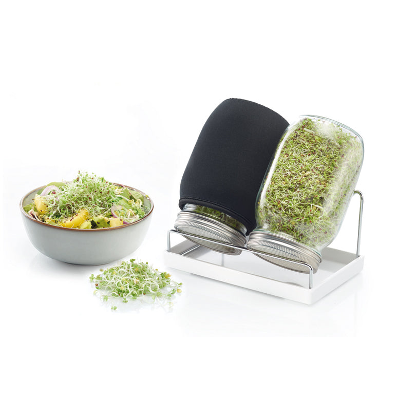 Kit Germogliatore con 2  serre in miniatura con supporto, vassoio raccolta e rivestimenti in tessuto ml 950/cm 20,9x16x19