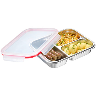 Lunchbox/Contenitore salvafreschezza rettangolare con 3 scomparti (ml 280 + ml 280 + ml 400) cm 24,8x19,3x5,6