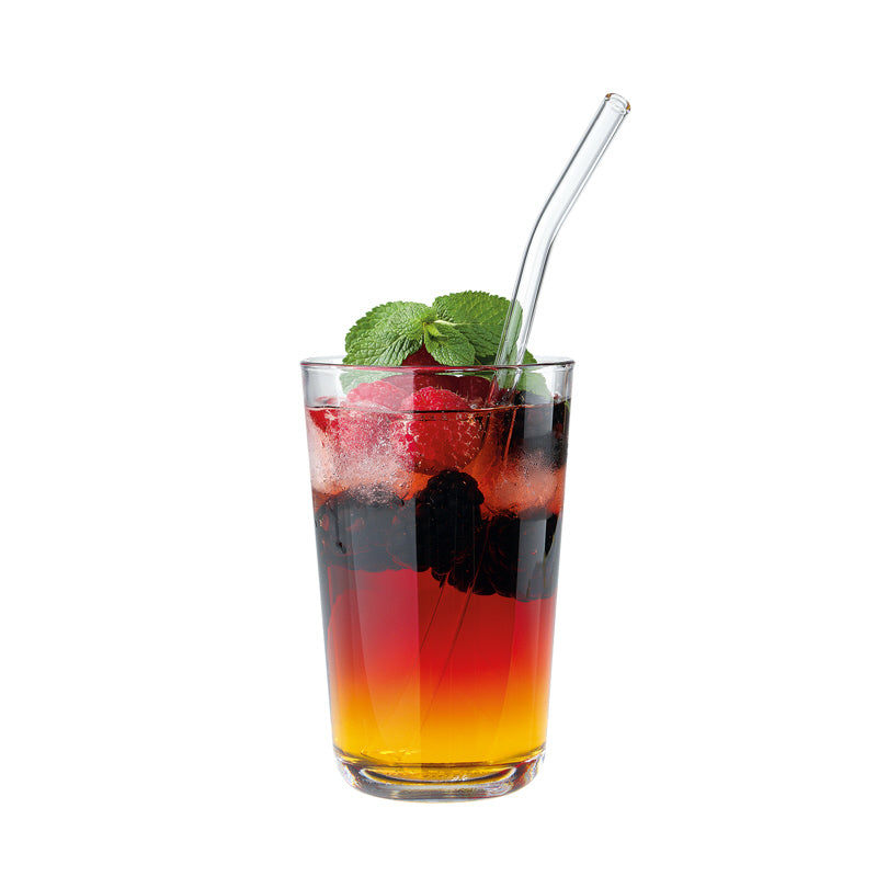 Cannuccia curva in vetro "Vetro" con spazzolino per la pulizia, 4pezzi cm Ø0,8x23