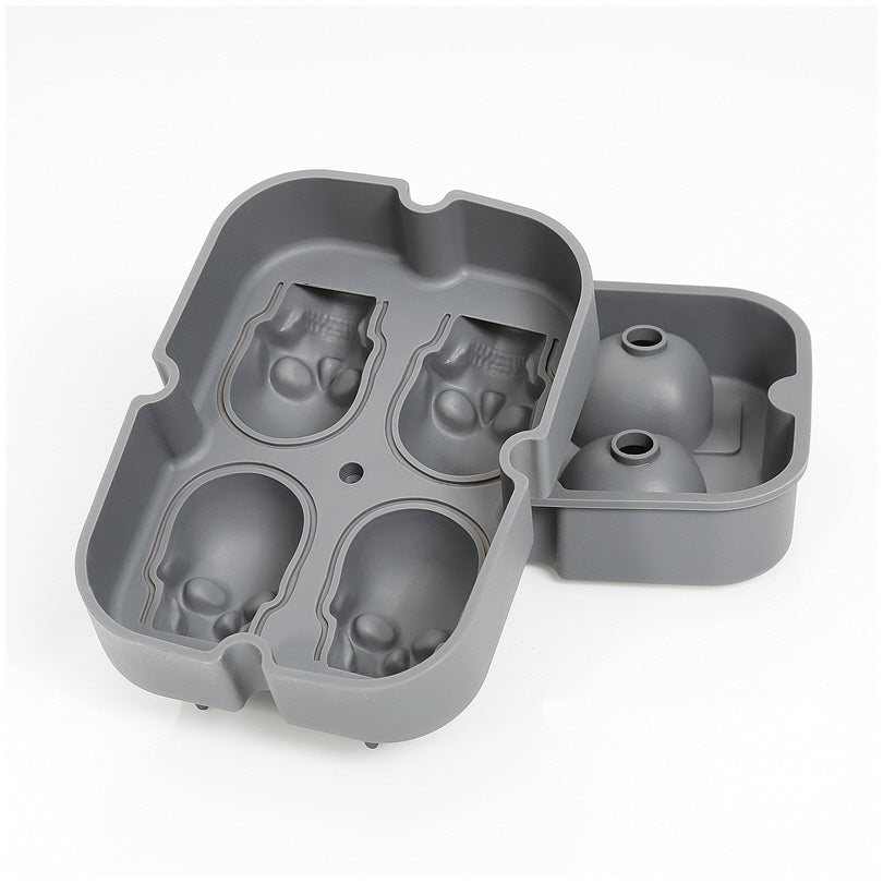 Formaghiaccio 3D Teschio, 4 cavità cm 11,5x8,5x4,5