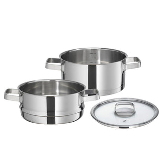 Pentola "San Remo" con inserto per la cottura a vapore 3 pezzi cm Ø20x19,5/l 3