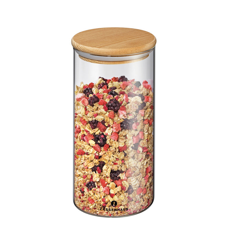 Barattolo con coperchio in faggio l1,3/cmØ10,5x19,5