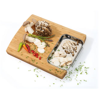 Tagliere multifunzionale con vassoio in acciaio inossidabile cm 40x30x3,5