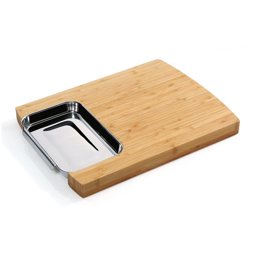 Tagliere multifunzionale con vassoio in acciaio inossidabile cm 40x30x3,5