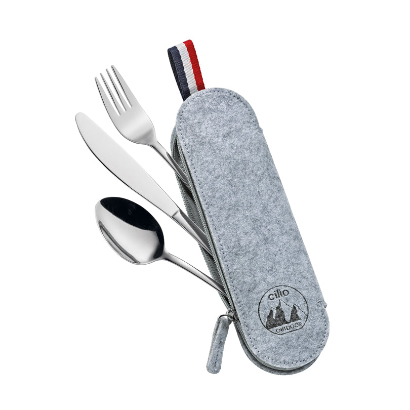 Set di posate "Viaggio" con custodia, 3 pezzi cm 23,5x7,5
