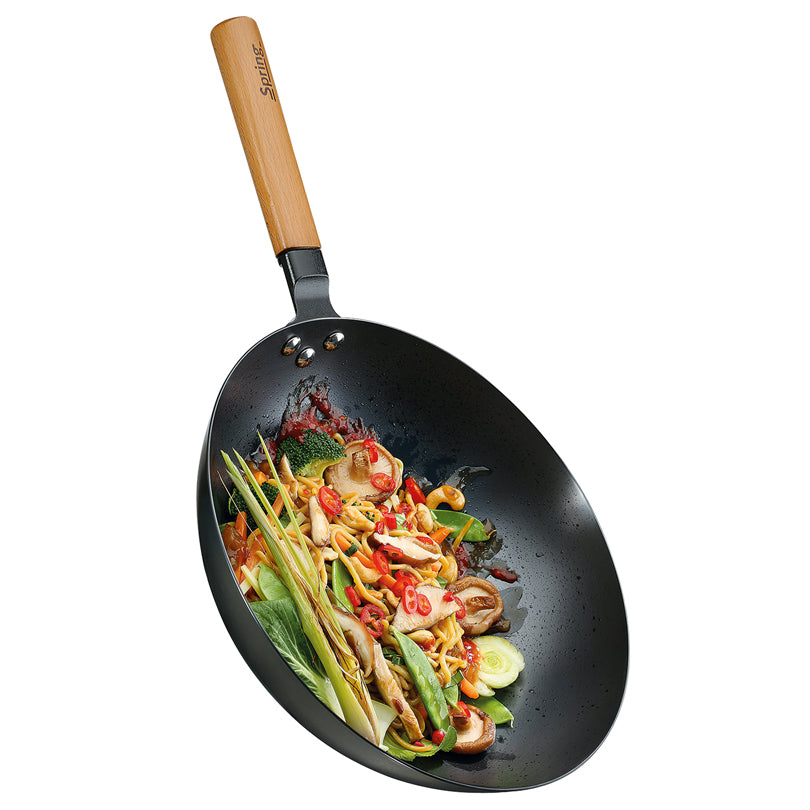 Wok "Canton" con manico in legno cm Ø30x10,5