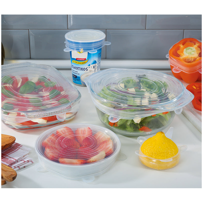 Coperchio estensibile riutilizzabile "Stretch", confezione 6 pezzi in misure assortite cm Ø9,5-20